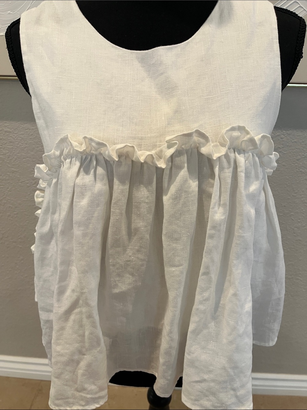 White Ruffled Linen Baby shirt